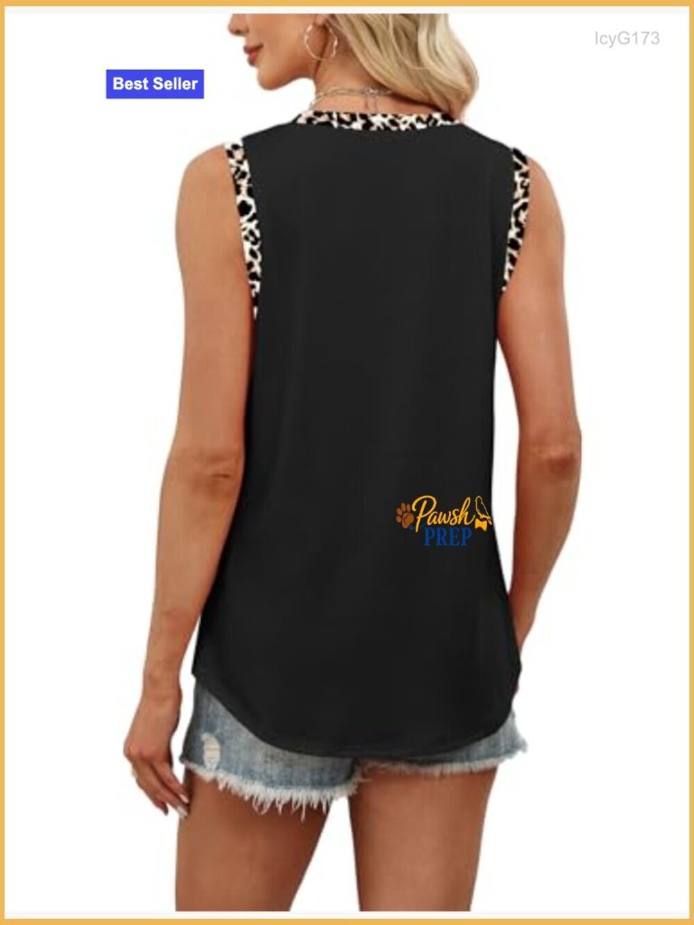 Loose Fit Sleeveless Tank Top, Polyester Rayon Spandex Blend, Summer Beach Wear - Picture 5 of 5